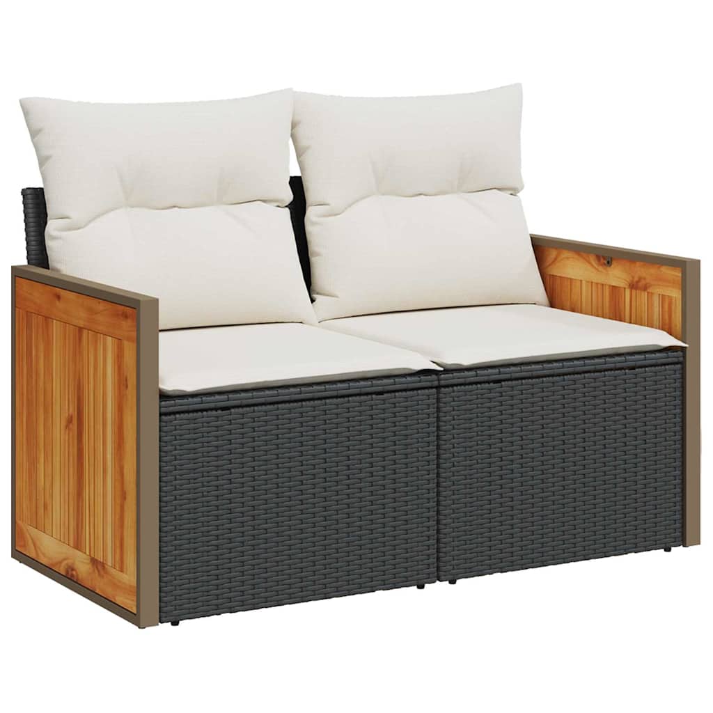 Garten-Sofa-Set 13 pcs Schwarz und Creme 80 x 80 x 71 cm